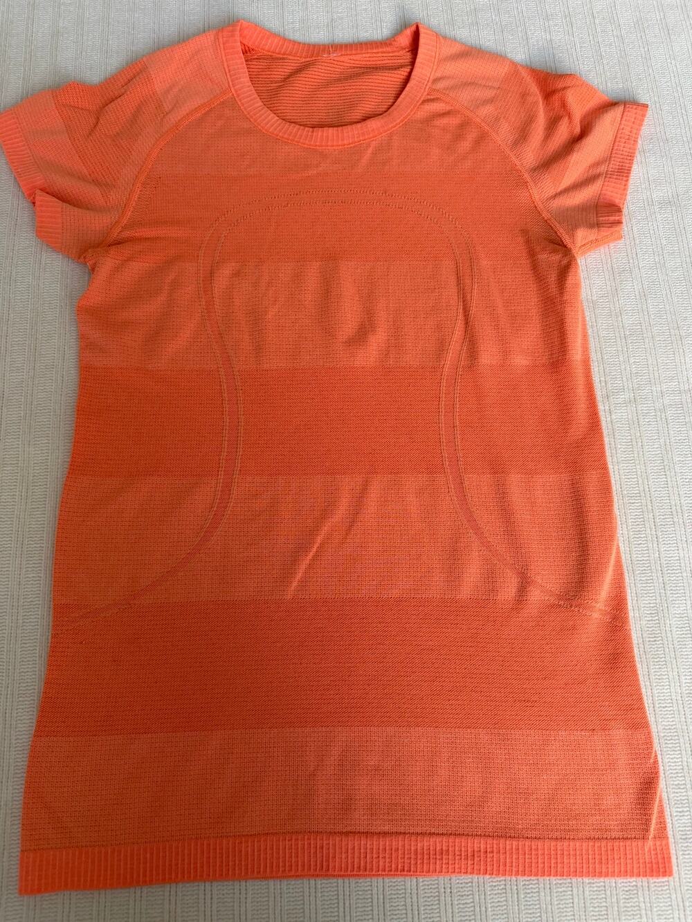 Lululemon Swiftly Tech Short Sleeve Crew 2.0 Orange Stripe Size 8